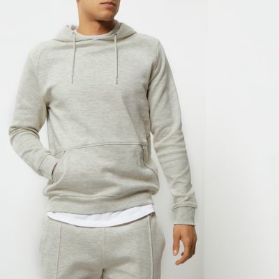 Grey piqu&#233; hoodie
